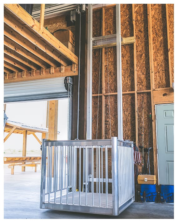 Commercial lift installed in a warehouse